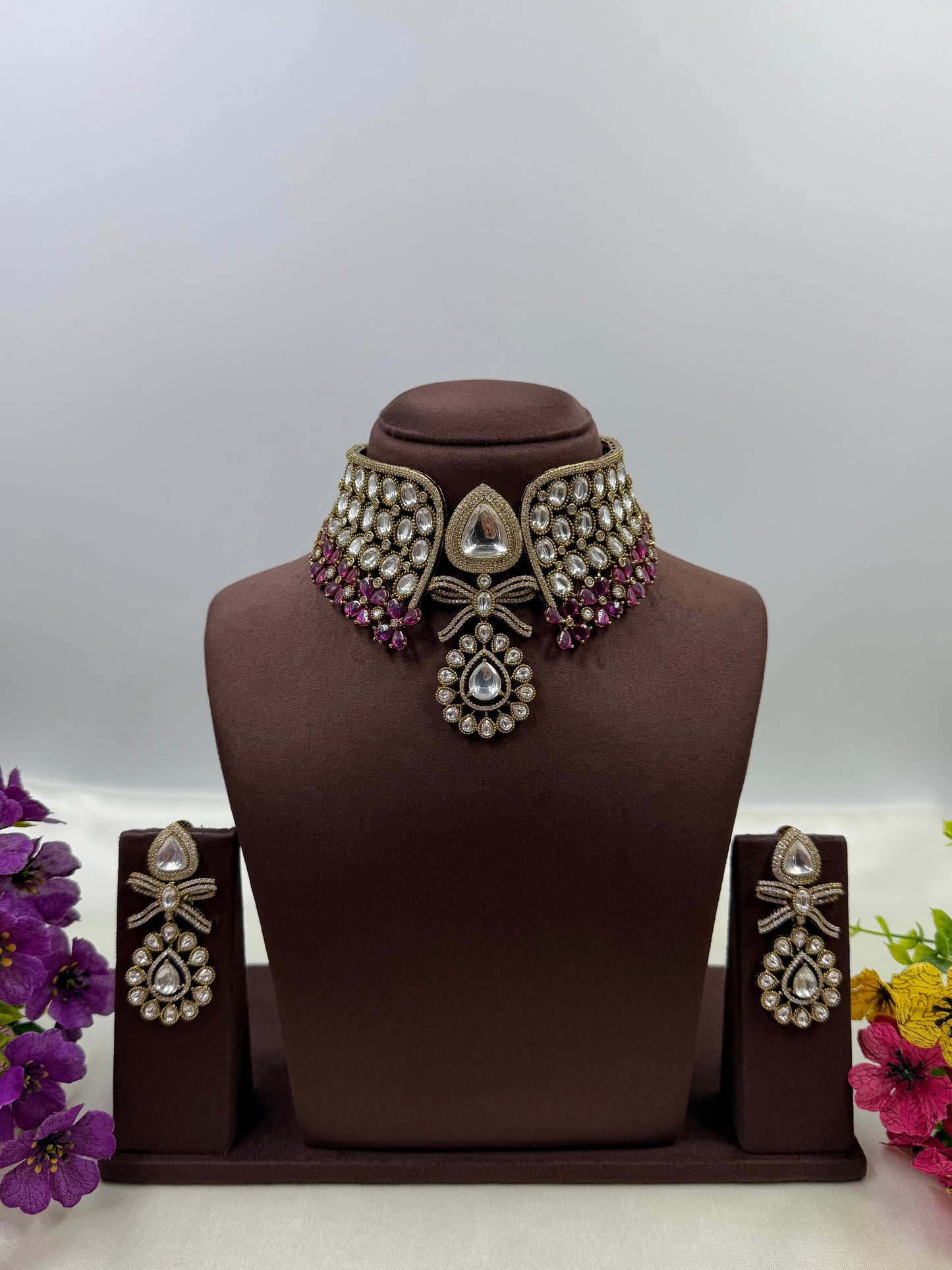 Jiya Jaipuri Kundan Choker Necklace Set