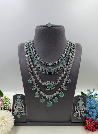 Chitra American Dimond Long Necklace Set