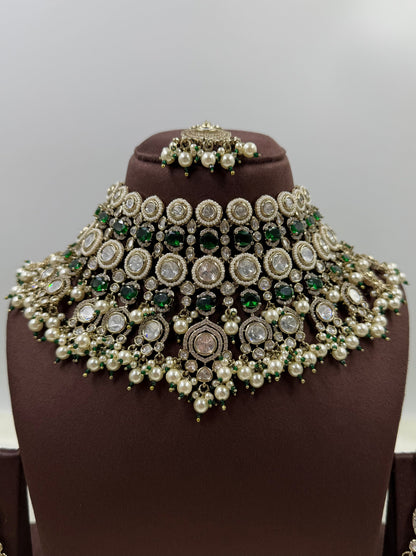Veenita Victorian Moissanite Choker Necklace Set