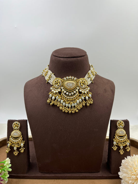 Revathi Premium Antique Gold Necklace Set