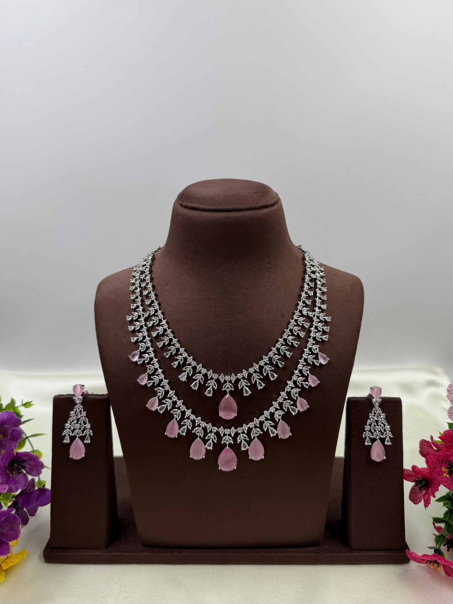 Nora American Diamond Double Layering Necklace