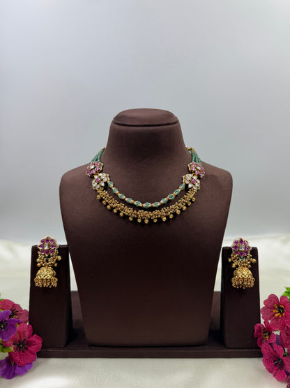Rishika Premium Antique Gold Necklace Set
