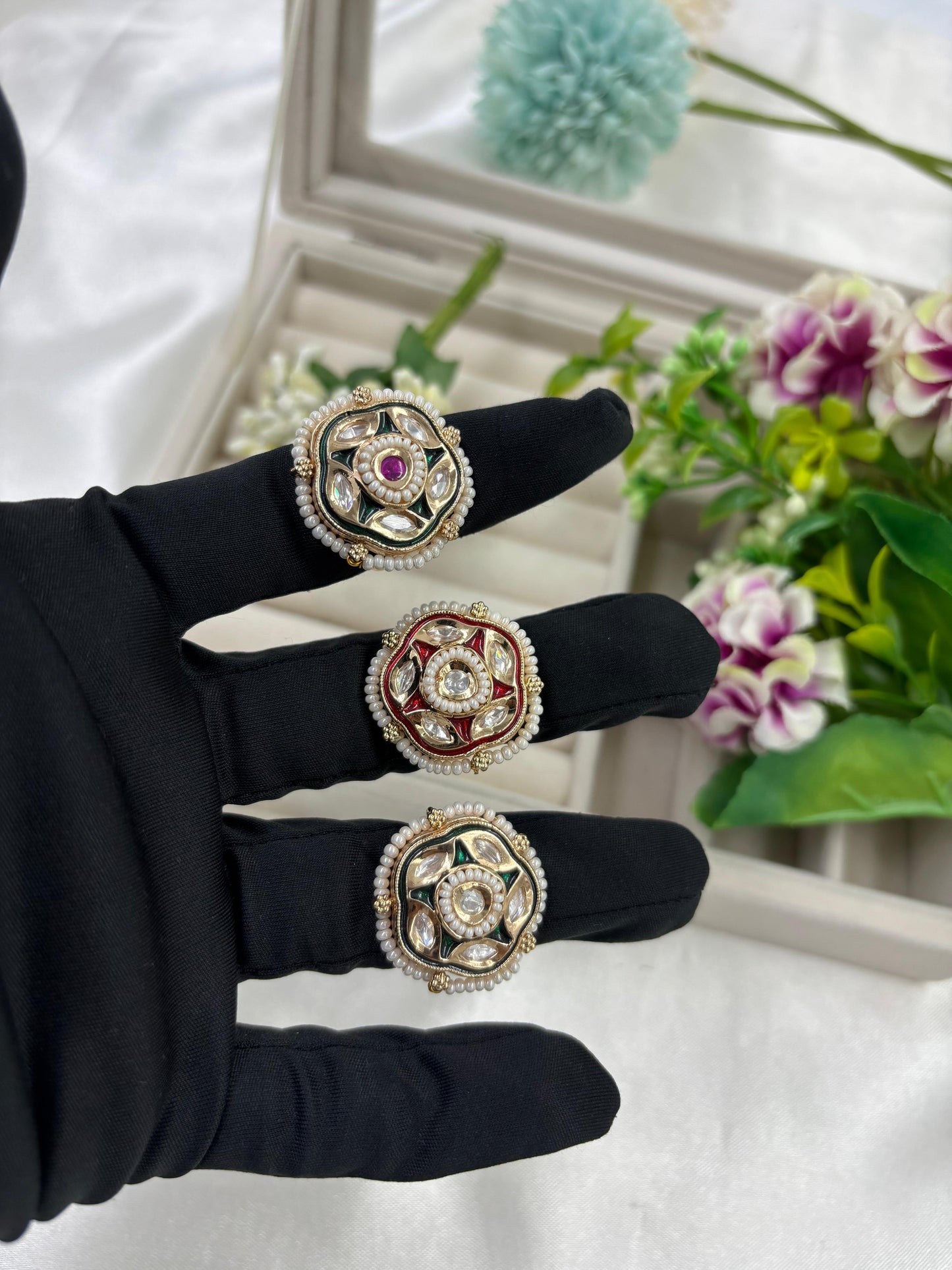 Rami Premium Moissanite Kundan Fingering