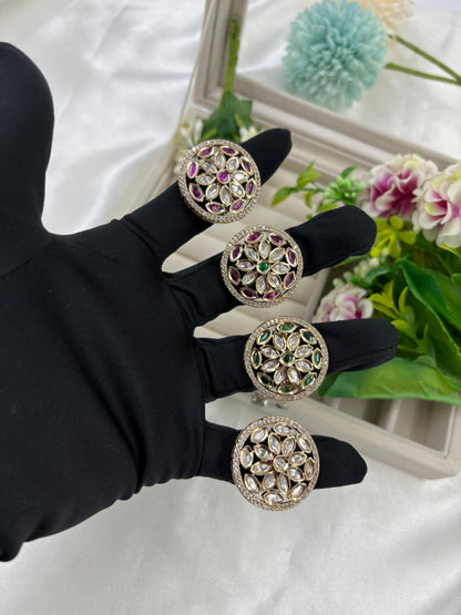 Lina Premium Moissanite Kundan Fingering
