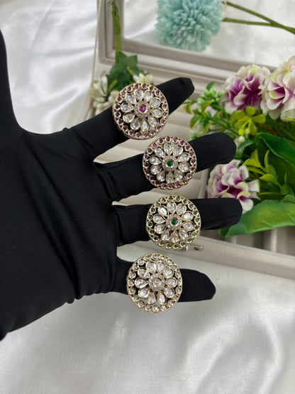 Vija Premium Moissanite Kundan Fingering