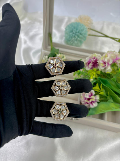 Nivij Premium Moissanite Kundan Fingering