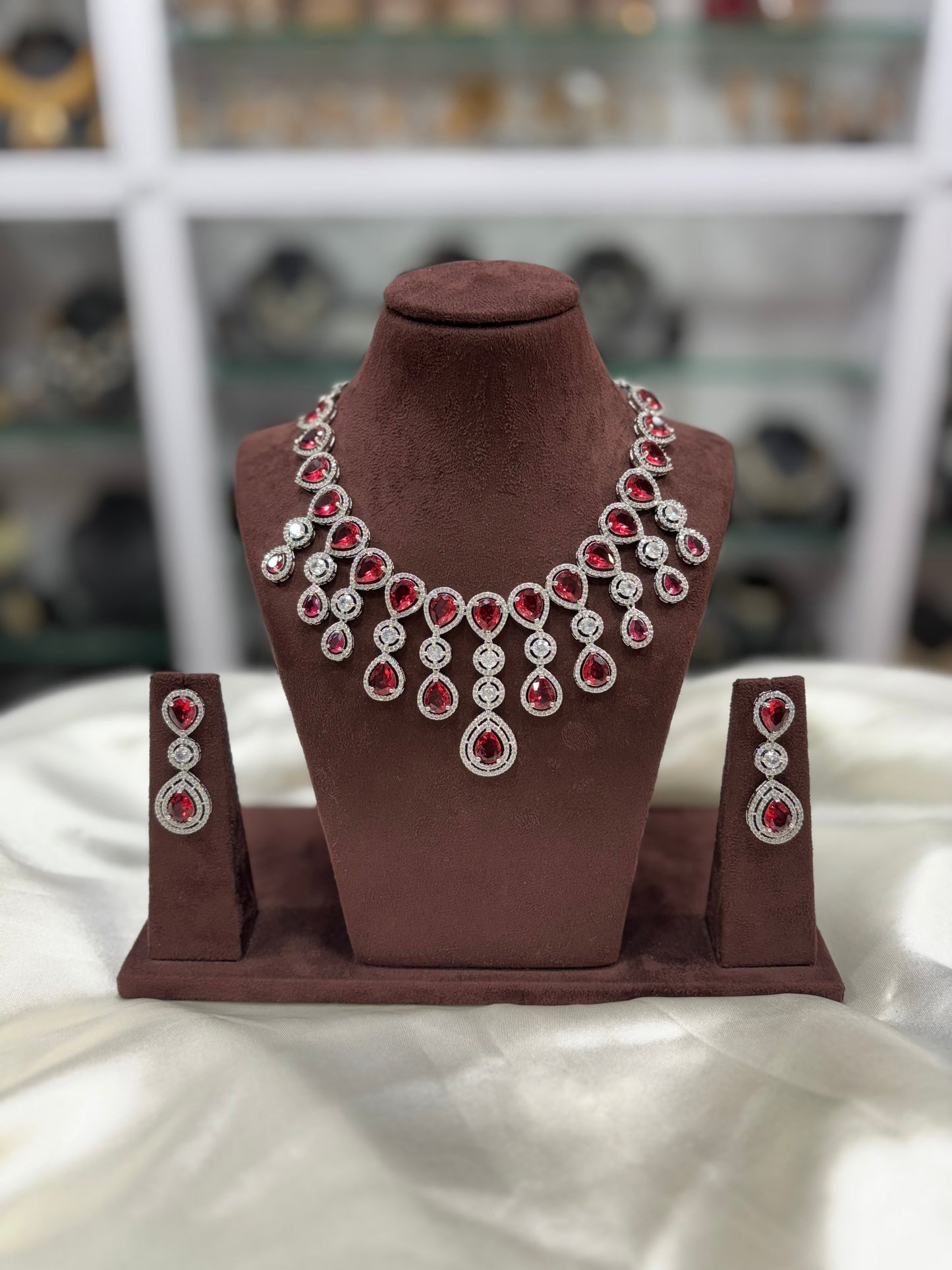 RINA  AMERICAN DIAMOND PREMIUM NECKLACE SET