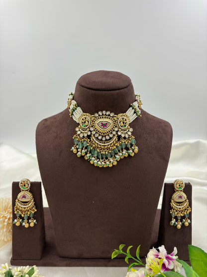 Revathi Premium Antique Gold Necklace Set