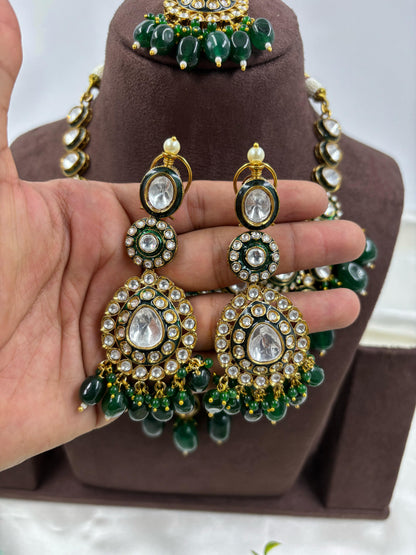 Zivam Premium Moissanite Kundan Semi Bridal Necklace set