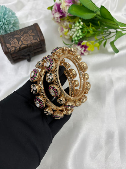Riza Moissanite kundan Minakari Bangles Set